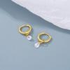 Hip-hop Personality Shiny Teardrop-shaped Zircon Pendant Gold Color Stainless Steel Hoop Earrings for Women Fashion Jewelry Gift