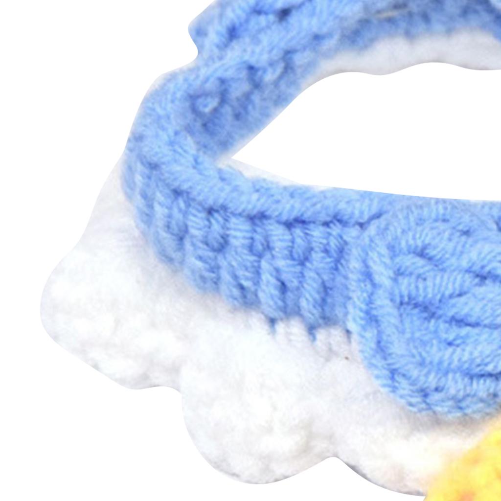 Knitting Cat Collar with Bell Bow Tie Decoration Kitten Bib Accessory Cute Pet Neck Wrap for Small