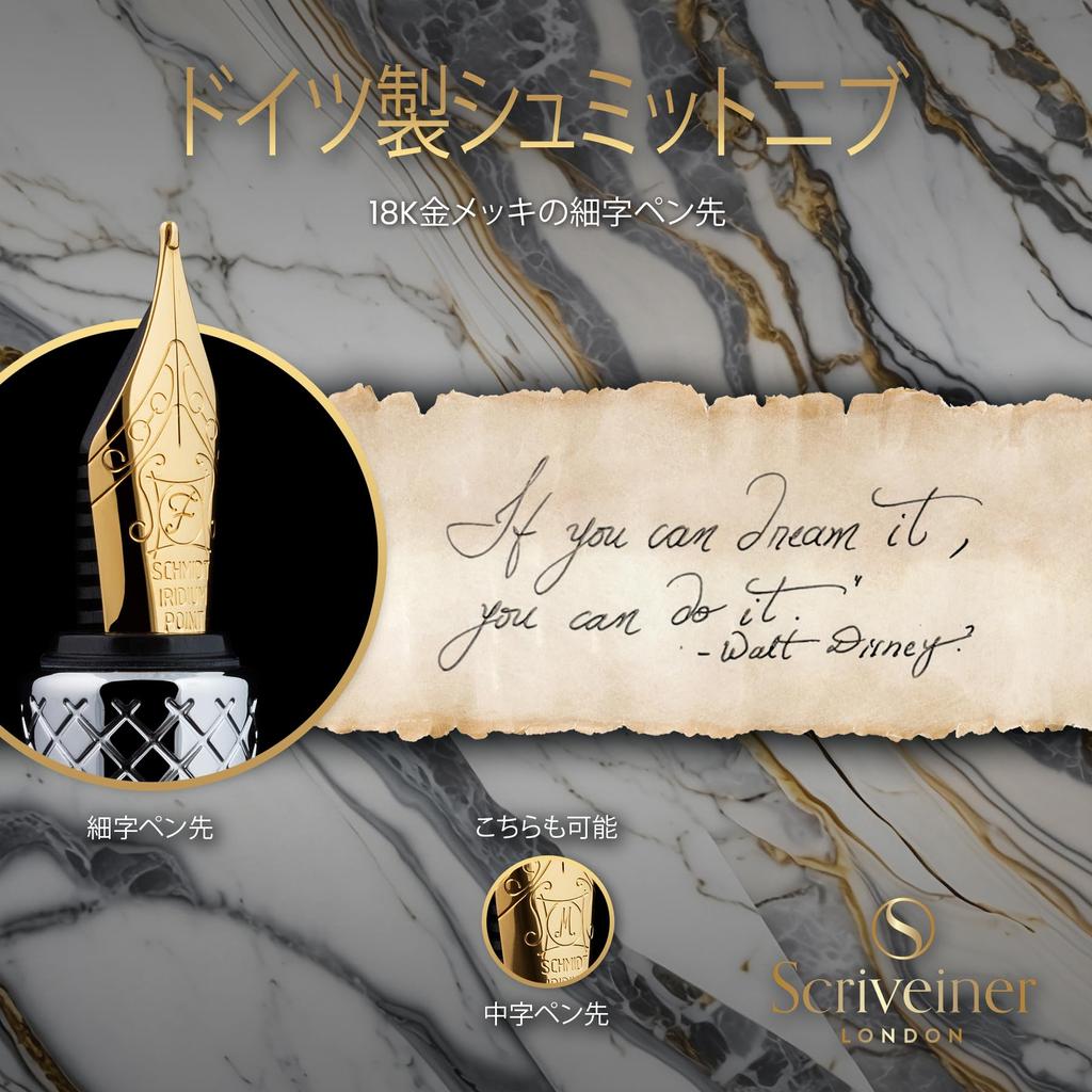Scriveiner Роскошная EDC перьевая ручка Великолепная тяжелая карманная ручка Покрытие 24K Немецкое перо Schmidt Конвертер Лучшая пишущая ручка Подарочный набор Красивая стильная офисная