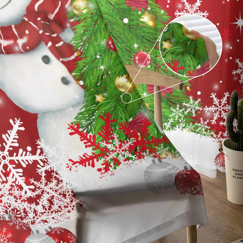 Christmas Snowman Pine Branch Socks Candy Sheer Curtains for Living Room Decoration Window Curtains Kitchen Tulle Voile Curtains