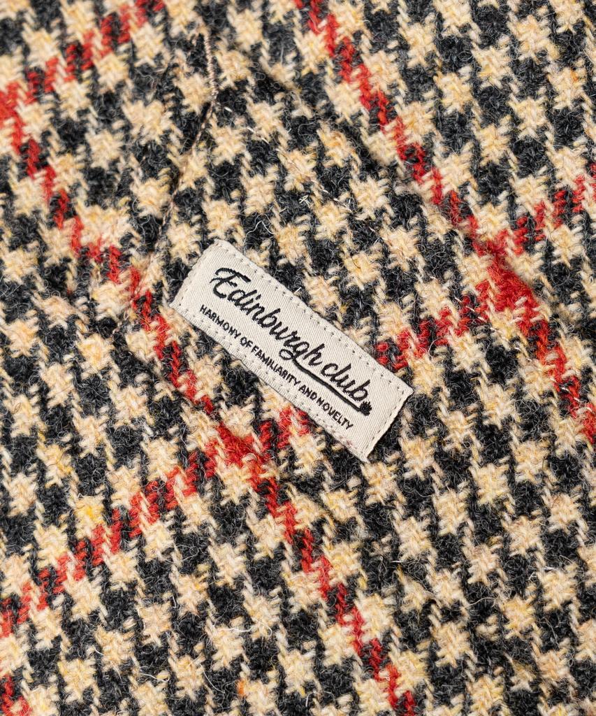 Edinburgh Club Harris Tweed Houndstooth Balmacaan Coat (Beige)