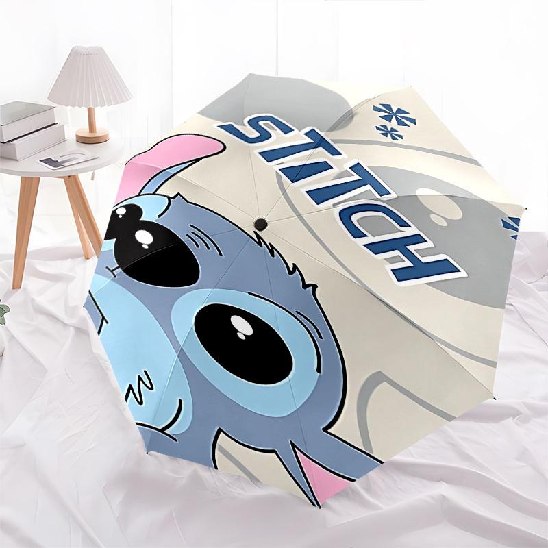 Stitch, Cute Themed Automatic Opening and Closing Umbrella, Brightly Colored 8-rib Portable Umbrella, Suitable for Men and Women, A Perfect Gift for C