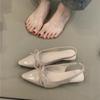 Niche Bag Head Sandals New Temperament Elegant Bow Pointed Head Shallow Mouth Empty Foot Shoes