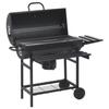 VidaXL Barrel Grill with Wheels and Shelves Black Steel 115x85x95 Cm