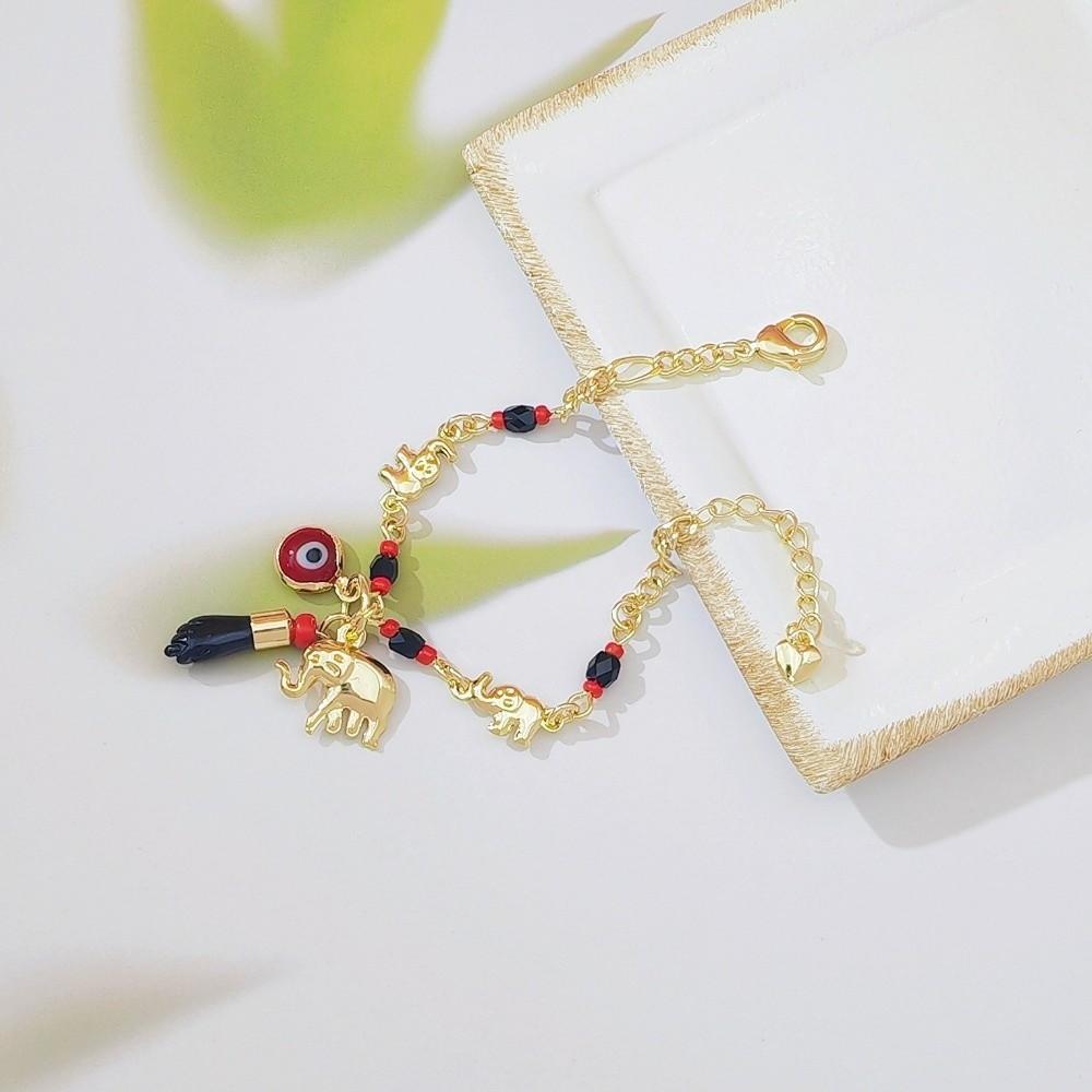 Copper Elephant Bracelet Vintage Retro Bracelet Fashion Bohemian Style Bead Bracelet Women