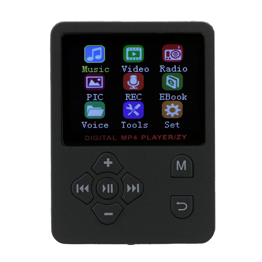 Thin Lightweight Portable Color Screen HiFi MP3 MP4 Music Player USB2.0 Cross Button Black