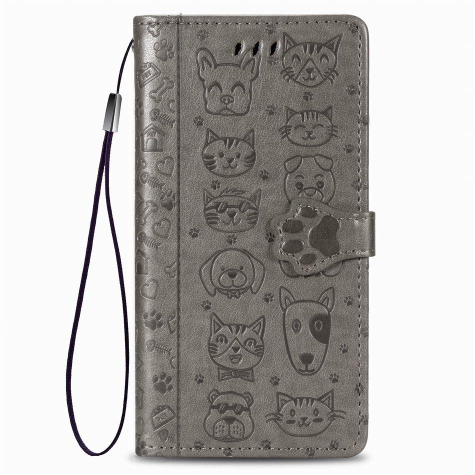 Lovely Cat Dog Kids Phone Holster Case For Apple iPhone 17 Air 16 16E 15 14 13 12 Pro Plus Max Pet Footprint Wallet Cover Cases