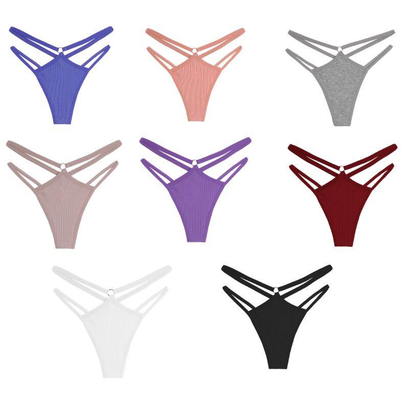 Cotton Panty for Women Pure Color T-back Sexy Brief Female Strap Design G-string Low Waist Woman Underpant