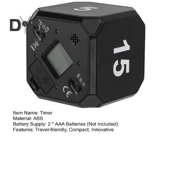 Вращающийся кубический таймер 5-15-25-45 минут со светодиодным дисплеем, ползунковый переключатель, Pomodoro, портативный кубический таймер с вибрацией и беззвучным сигналом для работы, учебы, кухни