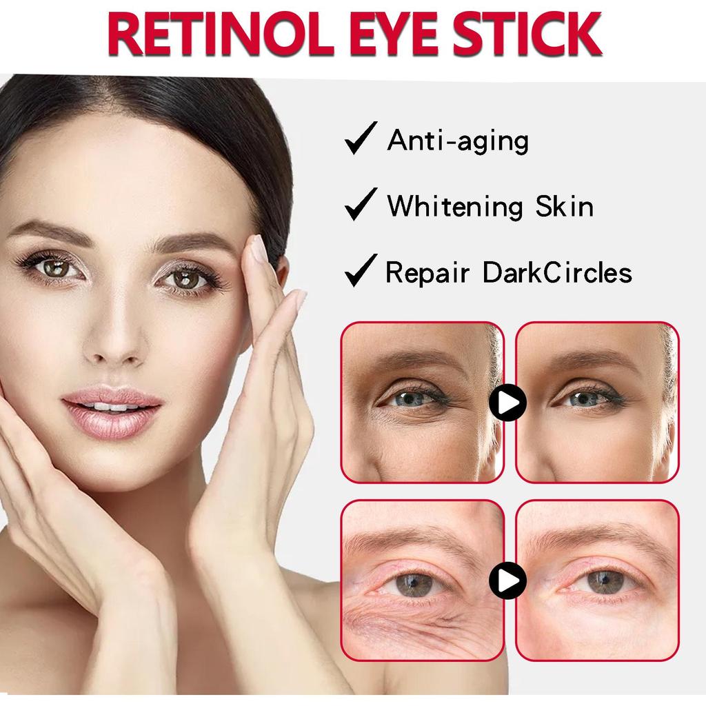 EELHOE  Retinol Eye Stick For Wrinkles Eye Cream Stick Fine Lines Moisturizing Eye Area Care Under Eye Bags Dark Circles Reduction 3g