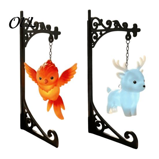 Birthday Surprise for Fans Magical Bookshelf Lamp with Owl Phoenix And Stag Figures, Vintage Iron Stand Whimsical Home Decoration Light, Warm
