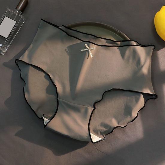 Women's Low Waist Ice Silk Underwear Seamless No Show Triangle Briefs Soft Breathable Stretchy Panties Full Coverage Underpants with Bow