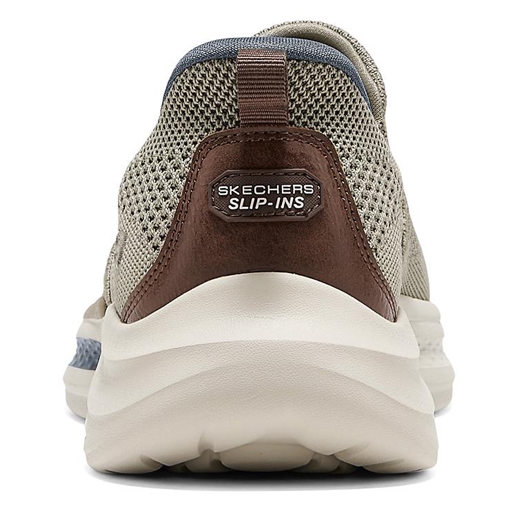 Skechers Слипоны Удобная обувь для ходьбы Легко надевать и снимать Легкие Дышащие Низкие Повседневная обувь Мужские кроссовки Серый Коричневый 211085-TPE