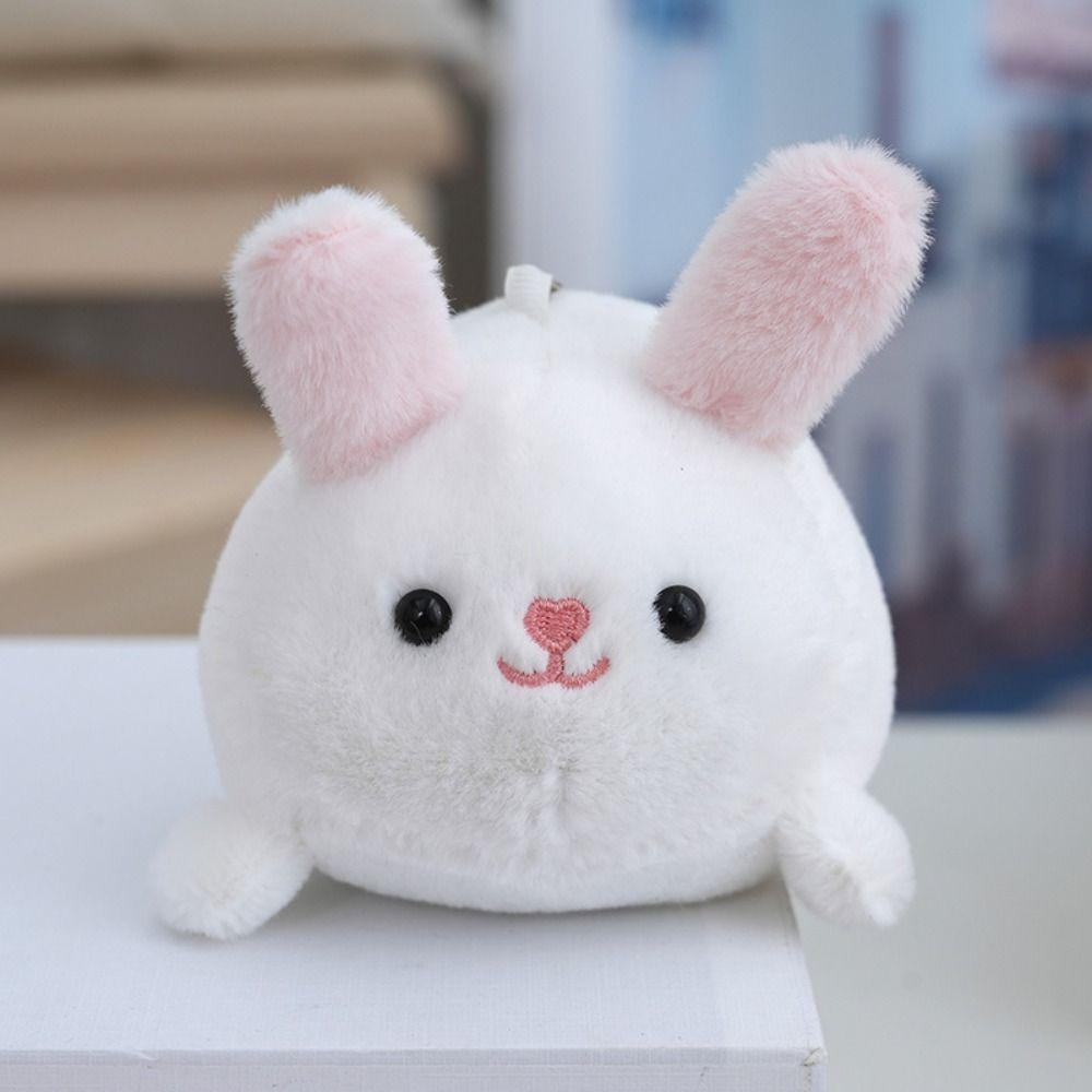Mental Rotate Tail Plush Toy Rabbit Chick Key Ring Funny Pink Pig Plush Keychain Backpack