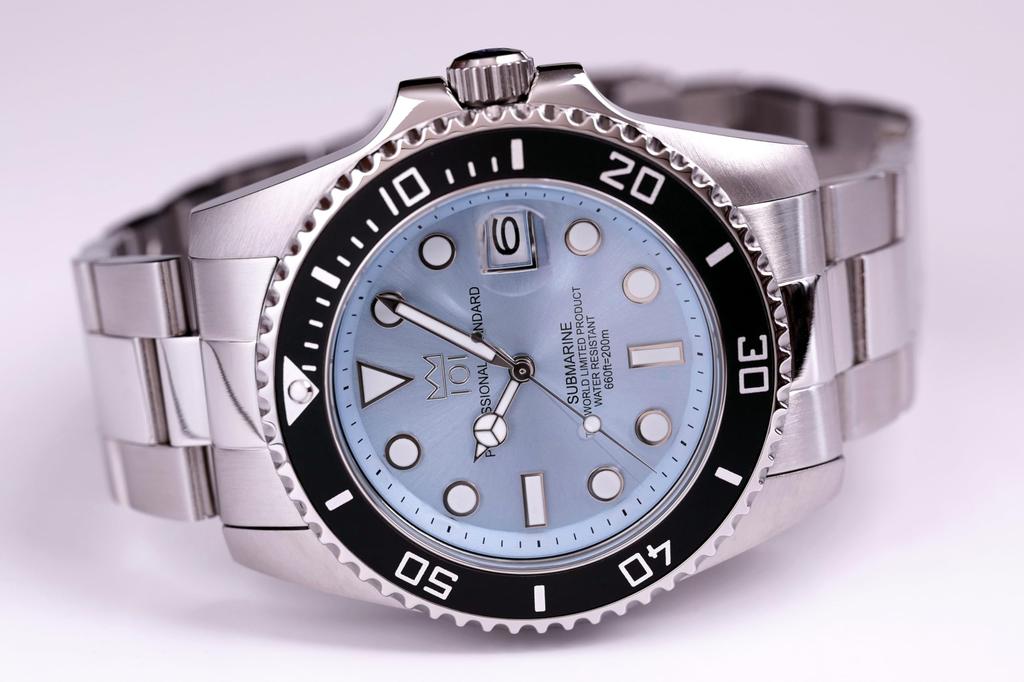 НОВАЯ модель часов Hyakuichi кварцевые часы с дисплеем даты 20 ATM водонепроницаемые часы [HYAKUICHI 101] № 1 дайверские HYAKU1-001 (Голубой лед)