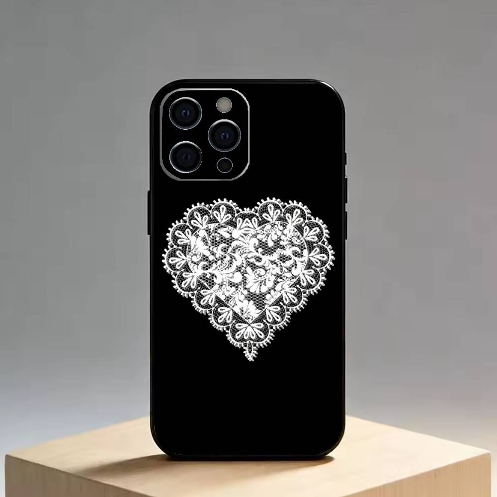 Кружевной чехол для телефона iPhone 17, 16, 15, 14, 13, 12, 11 Plus, Pro Max, XS, Мягкий силиконовый черный чехол