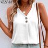 Women's Fashion Casual Summer Spring Solid Color Print Sleeveless V-Neck Blouses & Shirts