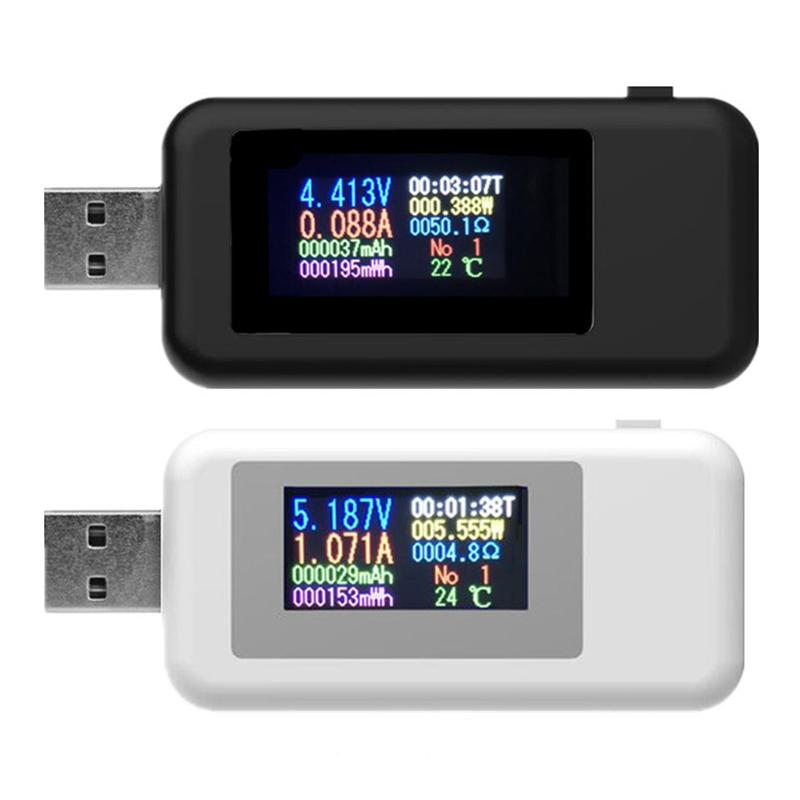 USB-тестер с цветным дисплеем постоянного тока 10 в 1, ток 0-5 А, напряжение 4-30 В, тестер зарядного устройства USB, измеритель мощности, детектор мобильных батарей