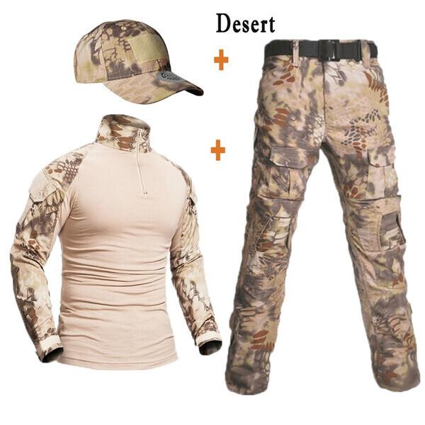 Камуфляжная униформа, костюм для мужчин, рубашка армии США + брюки-карго с шляпой