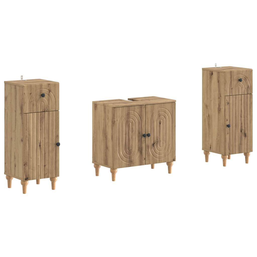 3 Piece Bathroom Cabinet System ALKMAAR Artisan Oak