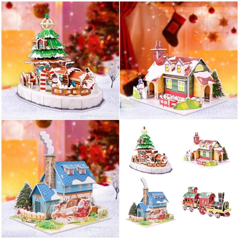 Creative Christmas Puzzle Craft Kits For Kids Handmade Paper Ornament Holiday Decoration Paper Card Jigsaws