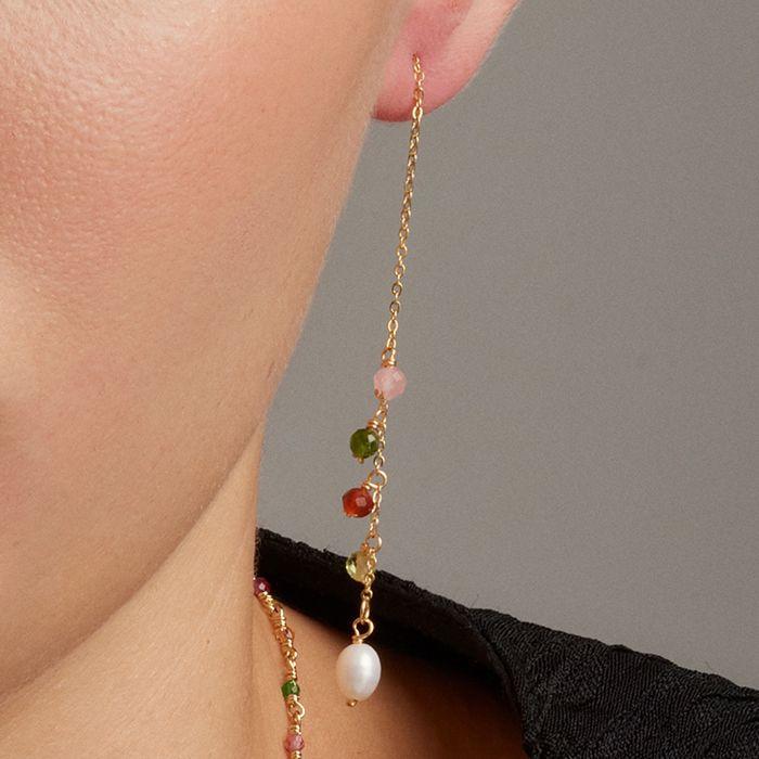 Boucles d'oreilles - LUXENTER - Fanim - Argent 925 - Or jaune 18K - Perle blanche