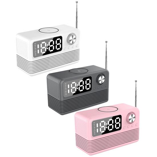 Bluetooth-совместимый динамик с быстрым беспроводным зарядным устройством 15 Вт, стабильное соединение, многофункциональная зарядная станция с будильником и радио 4 в 1