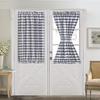 Farmhouse Plaid Cotton Linen Door Curtain, Rod Pocket Short Tier Curtain, Light Filtering Checkered Half Curtain for French Door Kitchen Home Decor