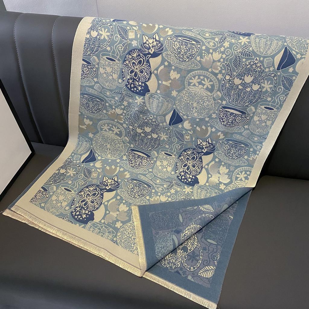 Retro Ethnic Style Color Matching Printed Scarf Female Fresh, Sweet And Auspicious Pattern Shawl Fashionable Warm Soft Scarf