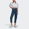 adidas Женские трехцветные укороченные топы Originals Primeblue с круглым вырезом Белый Умеренный GN6979