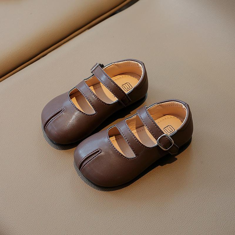 Korean Style Princess Casual Shoes Spring Autumn Soft Hook & Loop Girls Flats Boys Simple Kids Shoes 2024 New Simple Solid Color