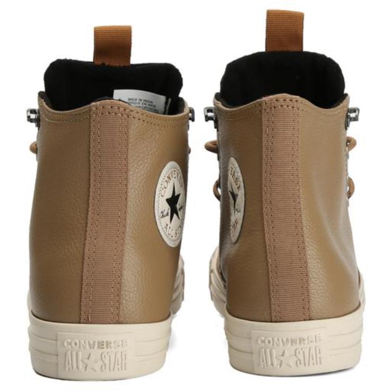 Converse Chuck Taylor All Star Leather Vintage Casual Slip-resistant Lightweight High-top Sneakers Unisex White and Brown