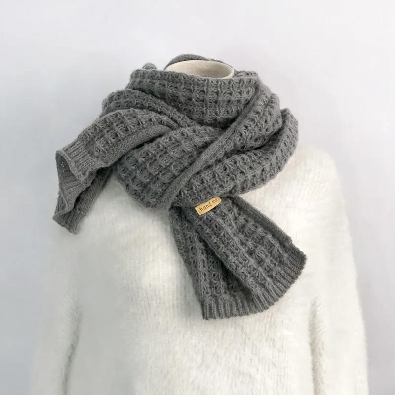 Вязаный шарф мужской однотонный шерстяной шарф толстый теплый длинный вязаный шарф нагрудник