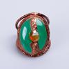 Овальный зеленый халцедон драгоценный камень кольцо вечности гальванопластика бохо ювелирные изделия медь V-62