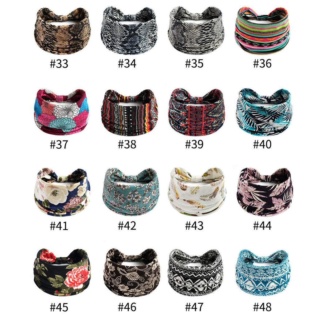 New Vintage Knot Elastic Headbands Turban Headwrap Wide For Women Girls Flower Print Cotton Soft Boho Bandana Hair Accessories