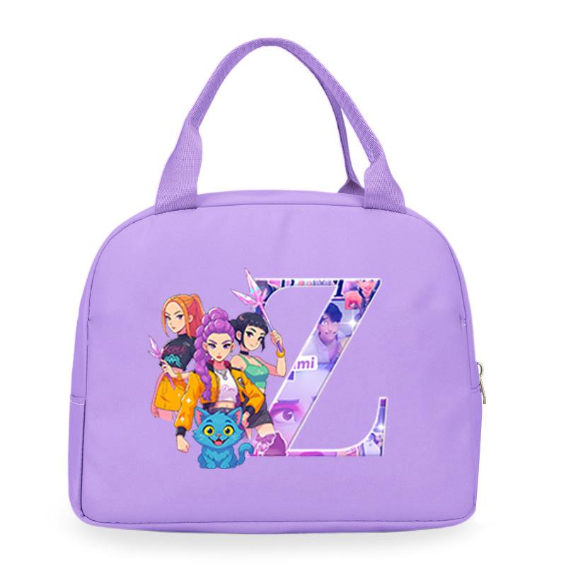 Trend Kpop Anime Cartoon Peripheral 26 Letter Printing Bento Bag Commuter Portable Lunch Box Bag