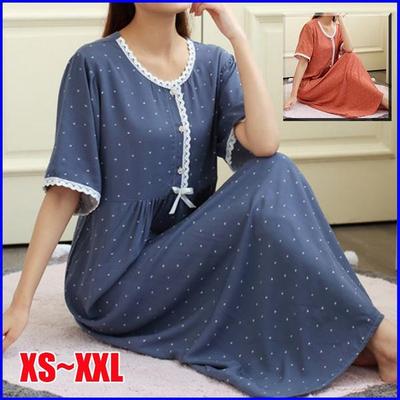 Новая летняя ночная рубашка, женская хлопковая дышащая ночная рубашка в горошек с короткими рукавами, домашняя одежда, женская одежда для сна принцессы, женская одежда для сна