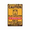 Vintage Back To The Future Flux Capacitor 1.21 Gigawatt Caution Tin Metal Sign