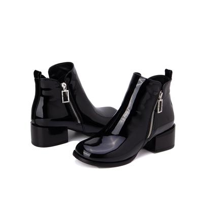 Женские короткие сапоги на низком каблуке для осени и зимы, простые и удобные однотонные большие римские женские сапоги на толстом каблуке.