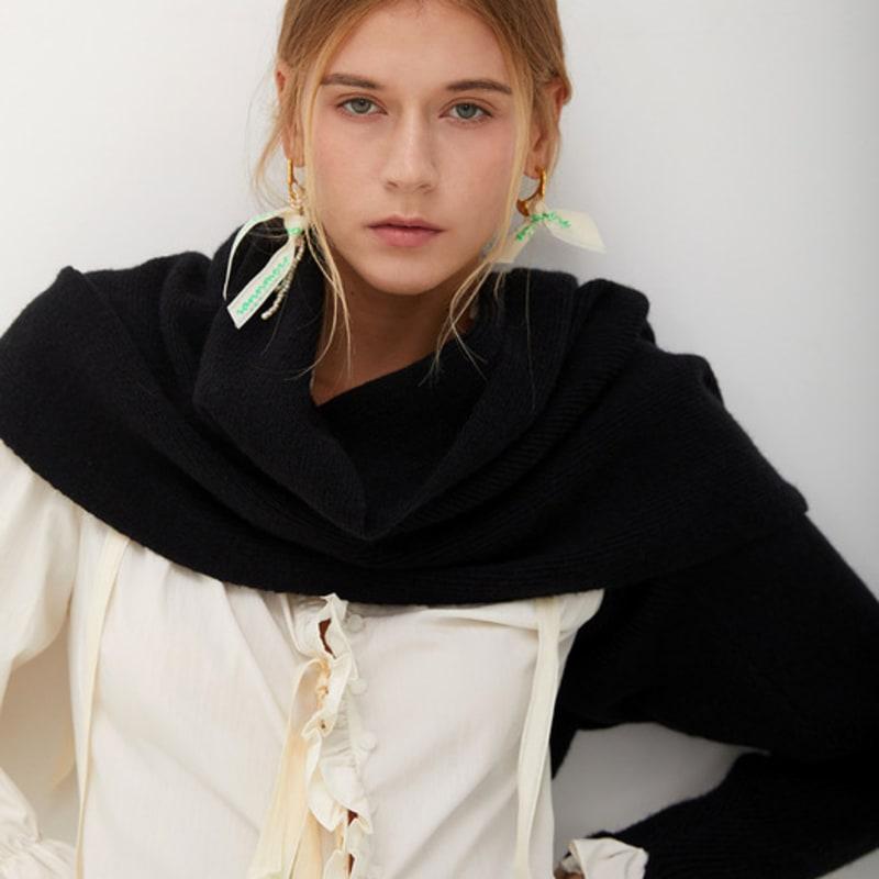 Iannmore Асимметричная вязаная накидка-шаль_BK