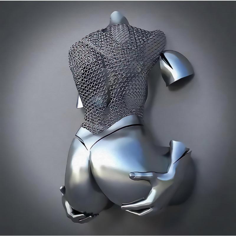 Золотая металлическая фигура статуя обнимает художественный постер, украшение дома, высокое разрешение, покраска распылением, безрамная основа для холста