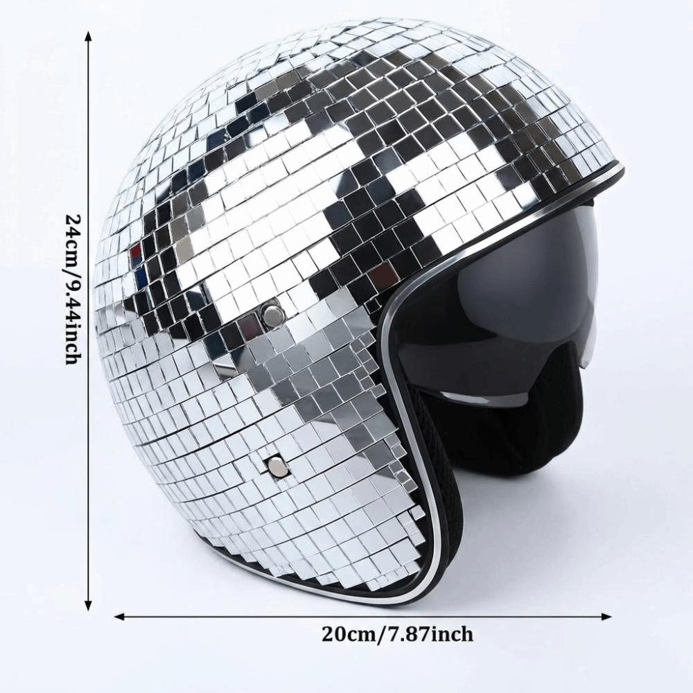 Premium Glitter Disco Helmet Stunning Light Effects Retractable Flip Visor Helmet Music Festivals