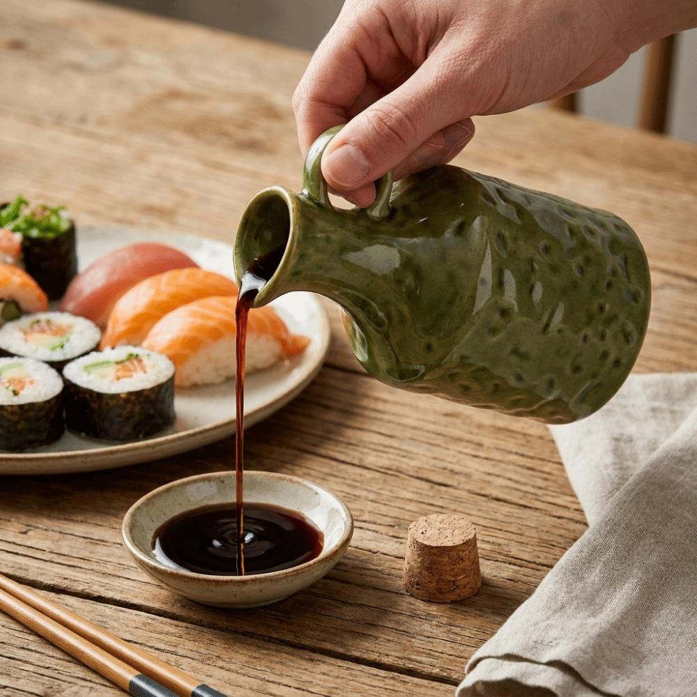 Vintage Green Oil Bottle Sealed Soy Sauce Container Simple Ceramic Seasoning Pot  Kitchen