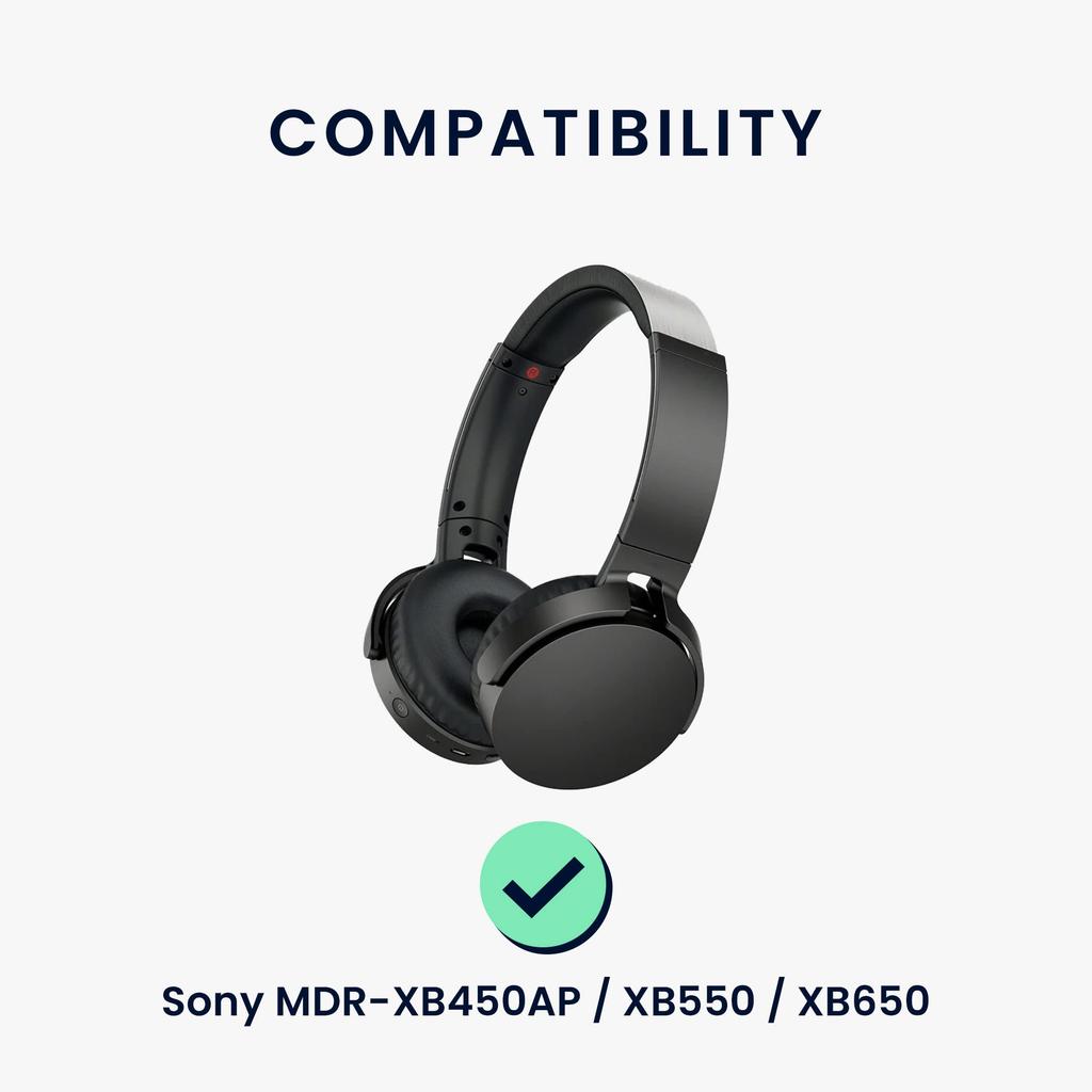 Чехол для наушников kwmobile 2x, совместимый с Sony XB550 XB650, сменные амбушюры из искусственной кожи, черный MDR-XB450AP / / -