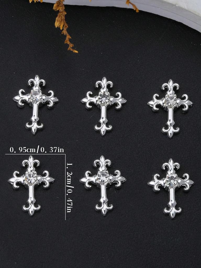 10 шт. Золотые Серебряные Кресты для ногтей 3D Белые Розовые Стразы Украшения для ногтей Украшения для ногтей DIY Украшения для ногтей Принадлежности для ногтей