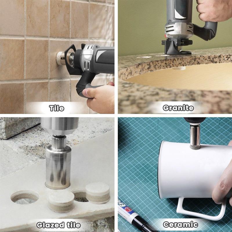 Drill Bit Set Diamond Coated Marble Glass Ceramic Porcelain Tile Granite Stone Bottles Hole Saw Cutter Power Construction Tool