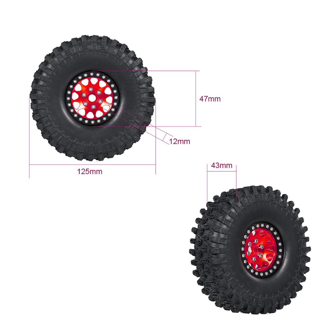 4PCS 1.9in Crawler RC Rubber Tires with Metal Rim for 1 10 RC Rock Crawler Traxxas Trx 4 Trx 6 Axial Scx10 90046 RC4WD