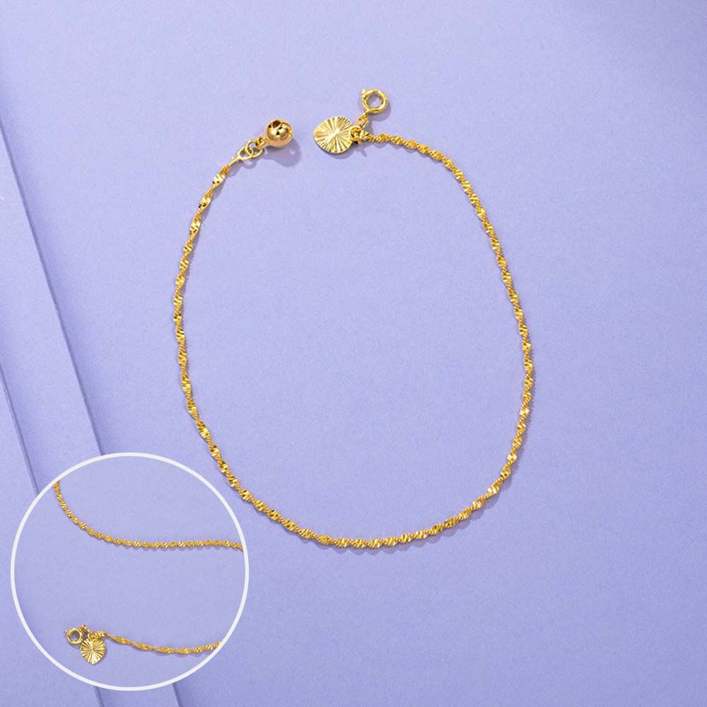 Love Heart Drop Chain Bell Pendant Thin Chain Water Wave Necklace Anklet Bracelet Thick Chain