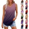 Женская майка с V-образным вырезом и принтом, повседневная майка, свободный крой, топы без рукавов, струящиеся