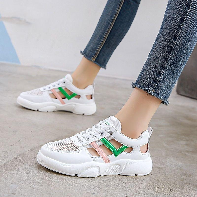 Breathable Mesh Small White Shoes Female Summer Thin Section Hollow Sports Casual Shoes Sandals